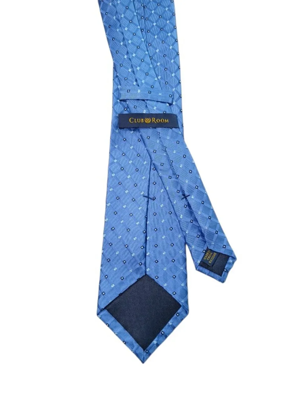 Club Room Blue Geometric Necktie Classic Textured Diamond Pattern Men's Tie